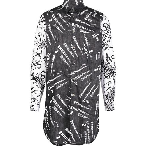 Black Comme Des Garçons camicia con stampa shhh - nero