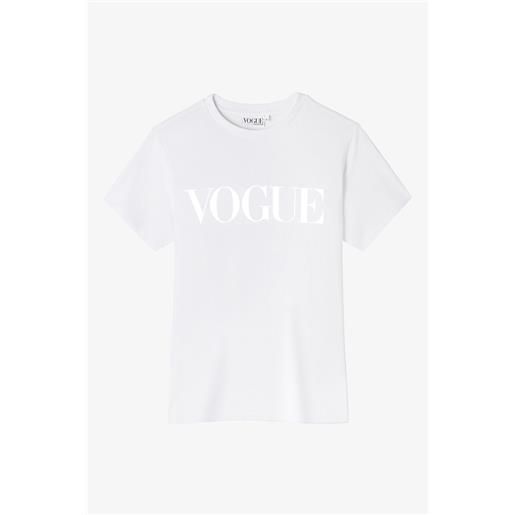 VOGUE Collection t-shirt vogue bianca con logo stampato tono su tono