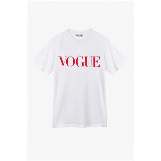 VOGUE Collection t-shirt vogue bianca con logo stampato rosso