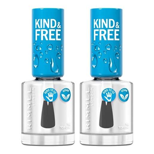 Rimmel London 2x Rimmel London kind & free smalto unghie bio vegano cruelty-free a lunga tenuta trasparente colore 150 top coat - 2 smalti