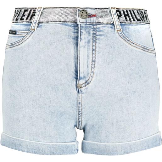 Philipp Plein shorts denim con decorazione - blu