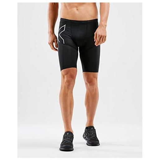 2XU run dash compression shorts shorts, uomo, black/silver reflective, xs