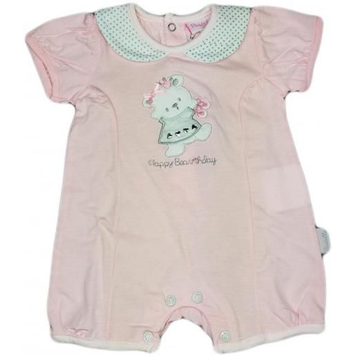 BABY DISTRIBUTION pagliaccetto tutina bimba neonato mezza manica pastello rosa 1 - 3 mesi