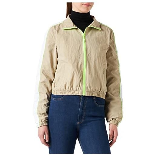 Urban Classics sport ladies short piped track jacket trainings-jacke giacca, dark shadow/electric lime, xs donna