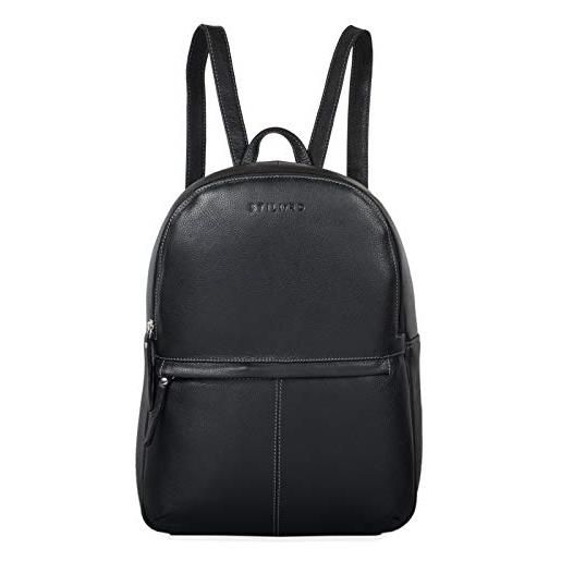 STILORD 'conner' zainetto pelle uomo donna zaino vintage porta pc portatile 13,3' in cuoio grande borsa per l'università, colore: nero