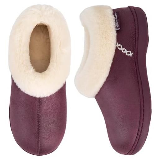 EverFoams pantofole foderate in micro pelle scamosciata con imbottitura in memory foam, viola, 38/39 eu
