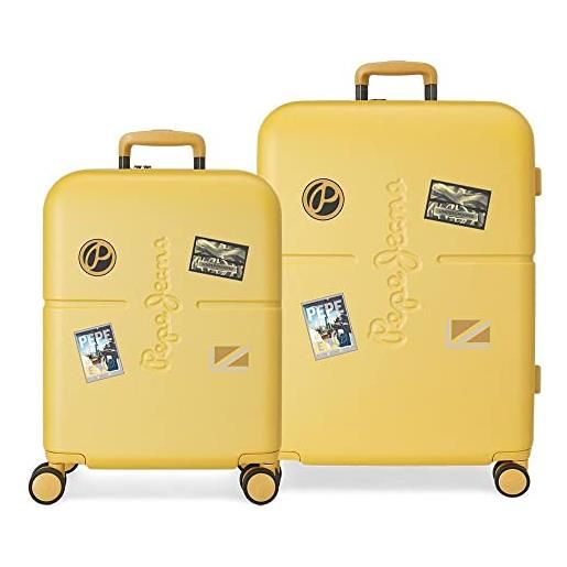 Pepe Jeans chest - set di valigie, 48 x 70 x 28 cm, giallo, 48x70x28 cms, set di valigie