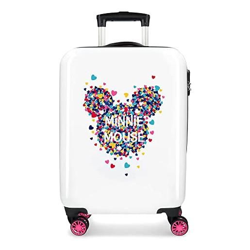 Disney minnie magic valigia cabina, 38x55x20 cm, abs rigido con combinazione laterale, 33 l, 2.8 kg, 4 ruote doppie, bagaglio a mano, rosa