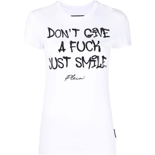 Philipp Plein t-shirt sexy pure con strass - bianco