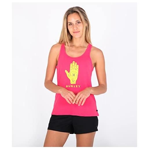 Hurley handsy washed racer back tank maglietta, azalea, s donna