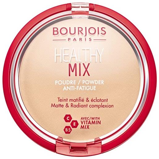 Bourjois cipria compatta healthy mix zero segni di stanchezza, formula opacizzante e uniformante con vitamine a, e e b6, 01 vanille, 11 gr