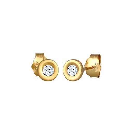 DIAMORE elli diamonds orecchini donne classici solitario con diamante (0,12 ct. ) in oro giallo 585