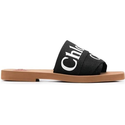 Chloé sandali con logo - nero
