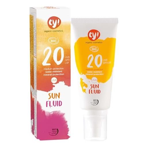 Eco Cosmetics ey!Organic cosmetics spray solare spray spf 20+, impermeabile, vegano, senza microplastica, cosmetico naturale per viso e corpo, confezione da 1 (1 x 100 ml)