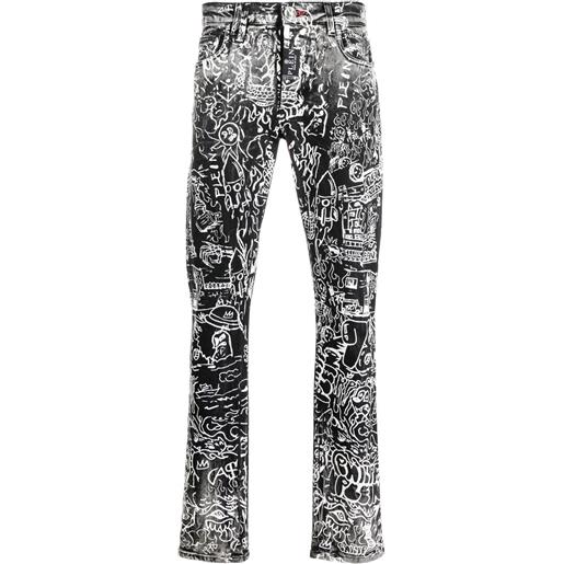Philipp Plein jeans con stampa grafica - grigio