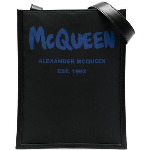 Alexander McQueen borsa messenger con stampa - nero