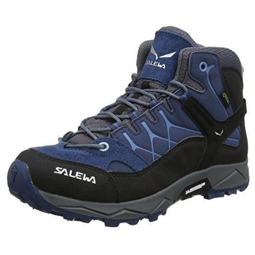 Salewa jr alp trainer mid gore-tex, scarponi da trekking e da escursionismo unisex bambini, blu (dark denim/charcoal), 33 eu