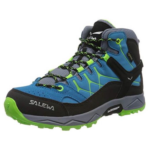 Salewa jr alp trainer mid gore-tex, scarponi da trekking e da escursionismo unisex bambini, blu (dark denim/charcoal), 32 eu