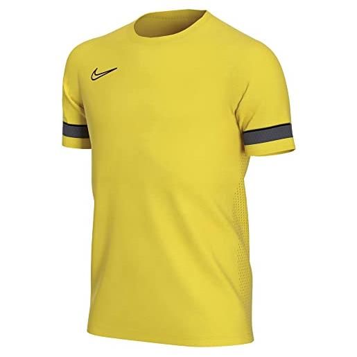 Nike academy 21 - maglietta da allenamento per ragazzi, bambino, t-shirt, cw6103-719, giallo/nero/antracite/nero, 128-140