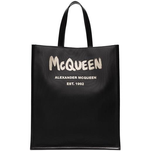 Alexander McQueen borsa tote con logo - nero