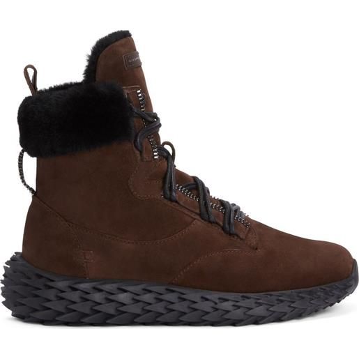 Giuseppe Zanotti sneakers alte con bordo in shearling - marrone