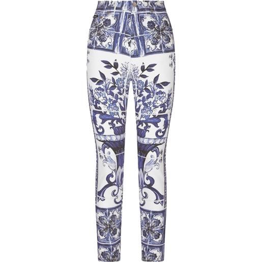 Dolce & Gabbana jeans skinny grace con stampa maioliche - blu