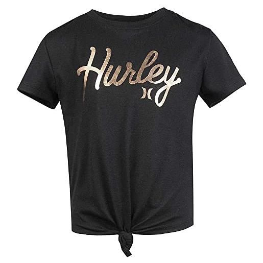 Hurley hrlg knotted boxt tee maglietta, nero/blu grafite, 5 años bambina