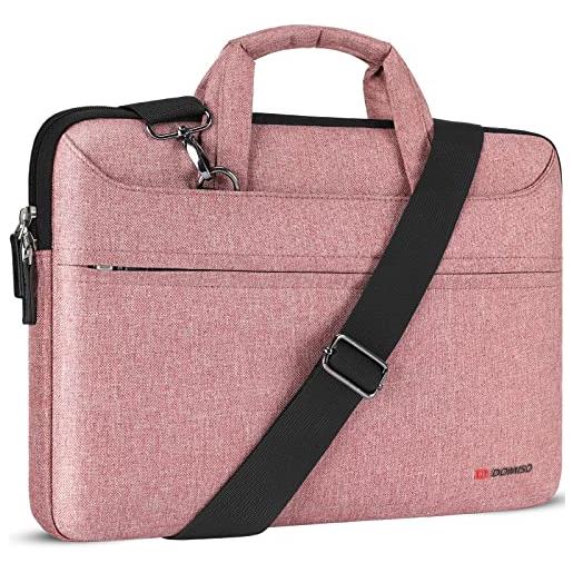 DOMISO 17.3 pollici borsa a tracolla per laptop impermeabile cartella borsa porta pc con manico per 17.3 lenovo idea. Pad 300 320/hp envy 17 pavilion 17 pro. Book 470 /dell inspiron 17 precision 17, rosa