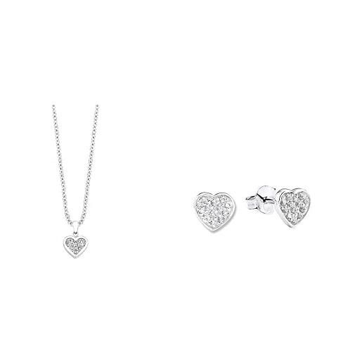 s.Oliver set di gioielli ragazze in acciaio inossidabile, con pietre di vetro, argento, cuore, viene fornito in una scatola di gioielli