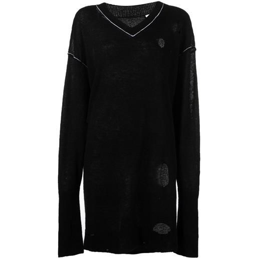 MM6 Maison Margiela maglione con scollo a v - nero