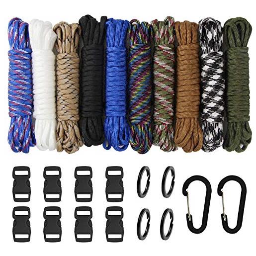 aufodara paracord bracciali corda 7 fili di nylon corda fai da te intrecciatura manuale per esterni {24 pezzi. }