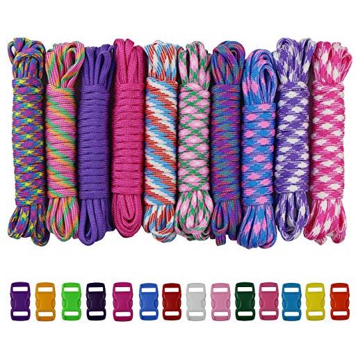 aufodara paracord bracciali corda 7 fili di nylon corda fai da te intrecciatura manuale per esterni {c-24 pezzi. }