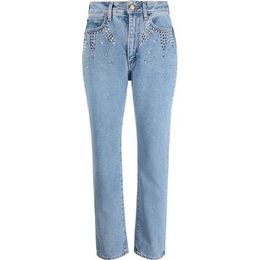Alessandra Rich jeans crop con decorazione - blu
