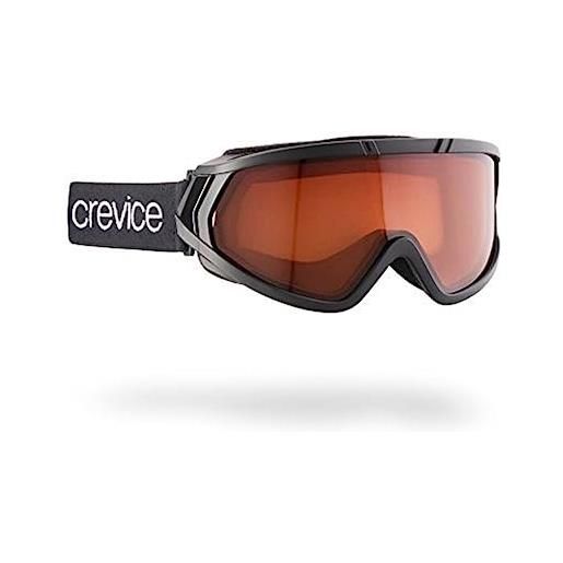 Black crevice occhiali da sci in diversi colori adatti per gli occhiali da vista i doppia lente infrangibile i occhiali con strato anti appannamento e regolatore di pressione i regolabili (taglia unica, nero)