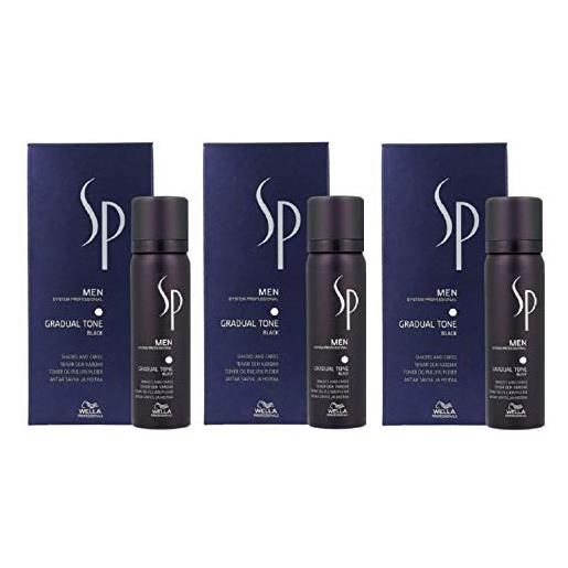 Wella, set da 3 elementi "sp just men - gradual tone" [colore: nero], 60 ml + 30 ml, con shamp