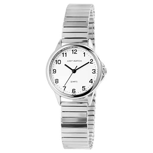 Just Watch orologio da donna con cinturino in acciaio inox, classico, elegante, analogico, al quarzo, jw10170, argento, bracciale