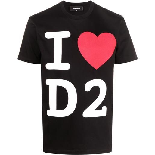 Dsquared2 t-shirt i love d2 cool con stampa grafica - nero