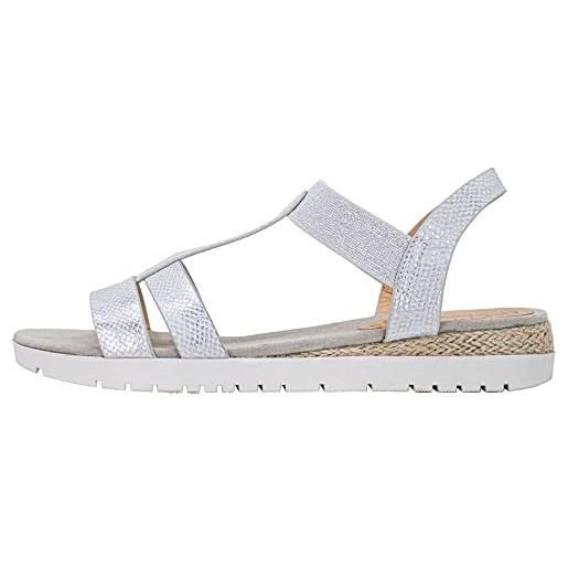 Fitters Footwear That Fits donne sandalo annika sintetico comodo sandalo con stampa serpente e nastro glitter oversize (45 eu, argento)