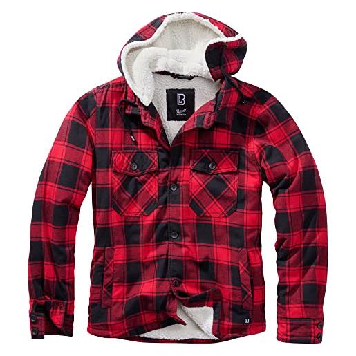 Brandit Brandit lumberjacket hooded, giubbotto da boscaiolo con cappuccio uomo, rosso (red/black), 5xl