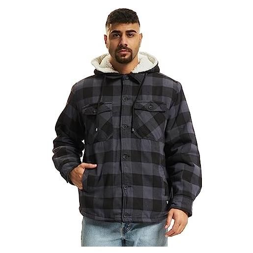 Brandit Brandit lumberjacket hooded, giubbotto da boscaiolo con cappuccio uomo, nero/grigio, 3xl