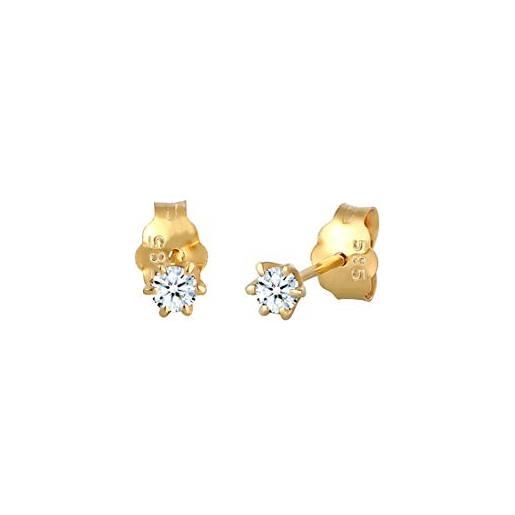 DIAMORE elli diamonds orecchini donne classici eleganti con diamante (0,12 ct. ) in oro giallo 585