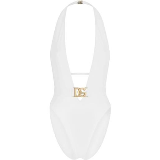 Dolce & Gabbana costume intero con scollo profondo - bianco