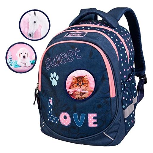 TARGET , backpack superlight petit soft sweet love bambine e ragazze, blue-pink, 40x32x18 cm