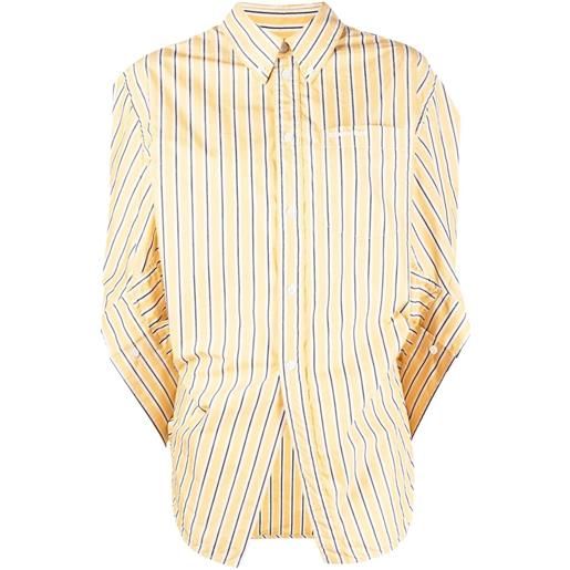 Balenciaga camicia swing twisted a righe - giallo