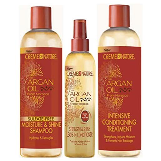 Generico creme of nature argan oil shampoo 354 ml, balsamo 250 ml e trattamento di condizionamento intensivo all'olio di argan 354 ml