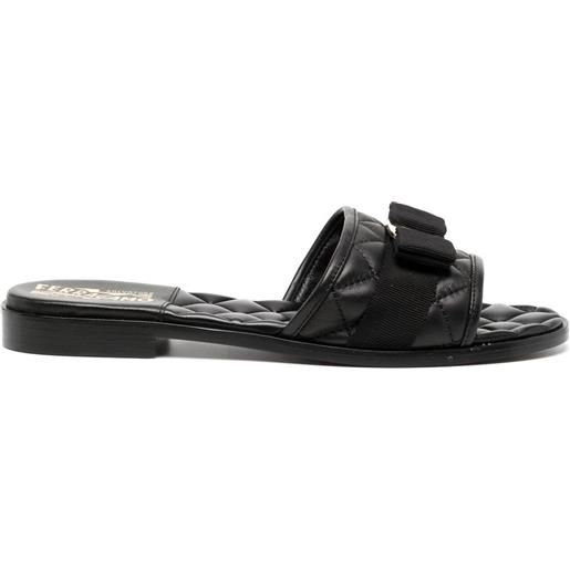 Ferragamo sandali slides vara con fiocco - nero