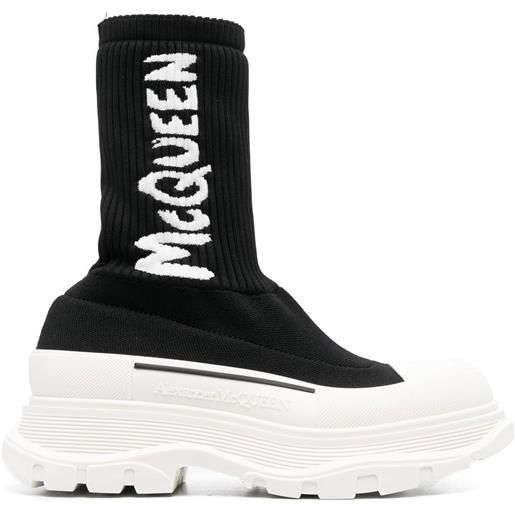 Alexander McQueen sneakers a calzino chunky con stampa - nero