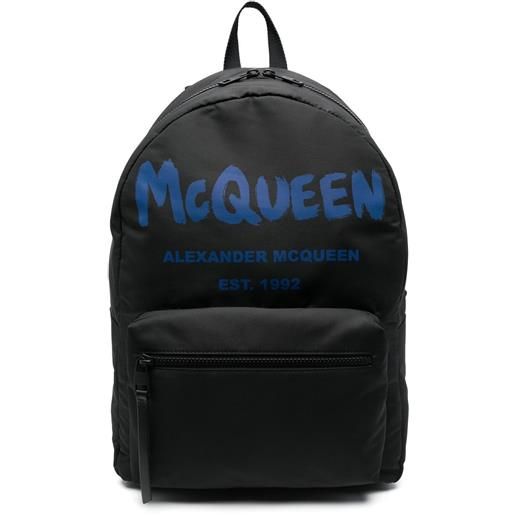 Alexander McQueen zaino bicolore con stampa - nero