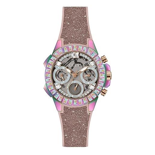 GUESS bombshell gw0313l4 - orologio analogico al quarzo con cinturino in silicone, rosa, cinturino