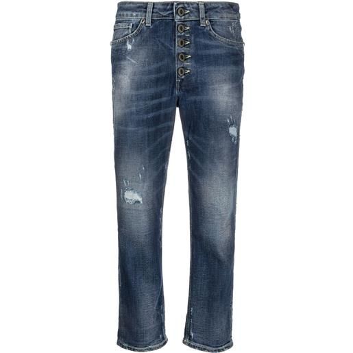 DONDUP jeans crop con effetto vissuto - blu